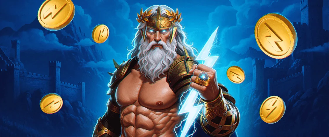 Zeus med blixtar i händerna